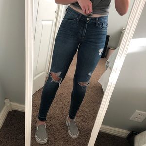 mid rise ripped denim jeans